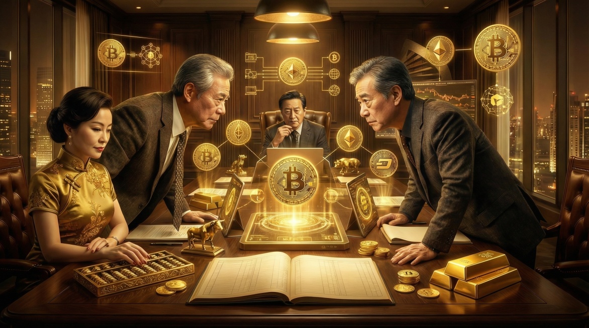 弱化股票，用数字货币元素，金色主色调预览效果
