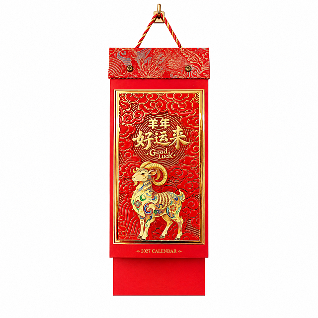 将图中的挂历商品完整保留，去除所有背景元素、文字和装饰，替换为纯白色背景，生成符合淘宝规格的白底商品图，挂历主体清晰完整，边缘干净无杂色，光影自然