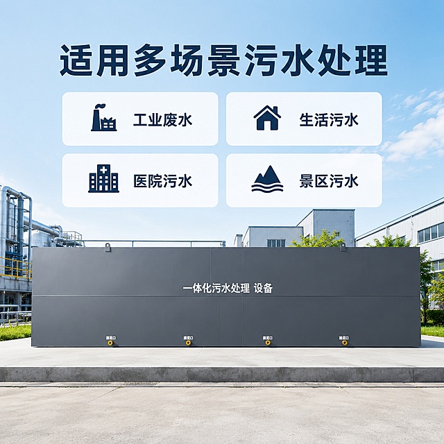 「图片1」，生成一套主图（5张），商品名称是污水处理设备，卖点是耐用质量好，适配1688平台，主图比例为1:1