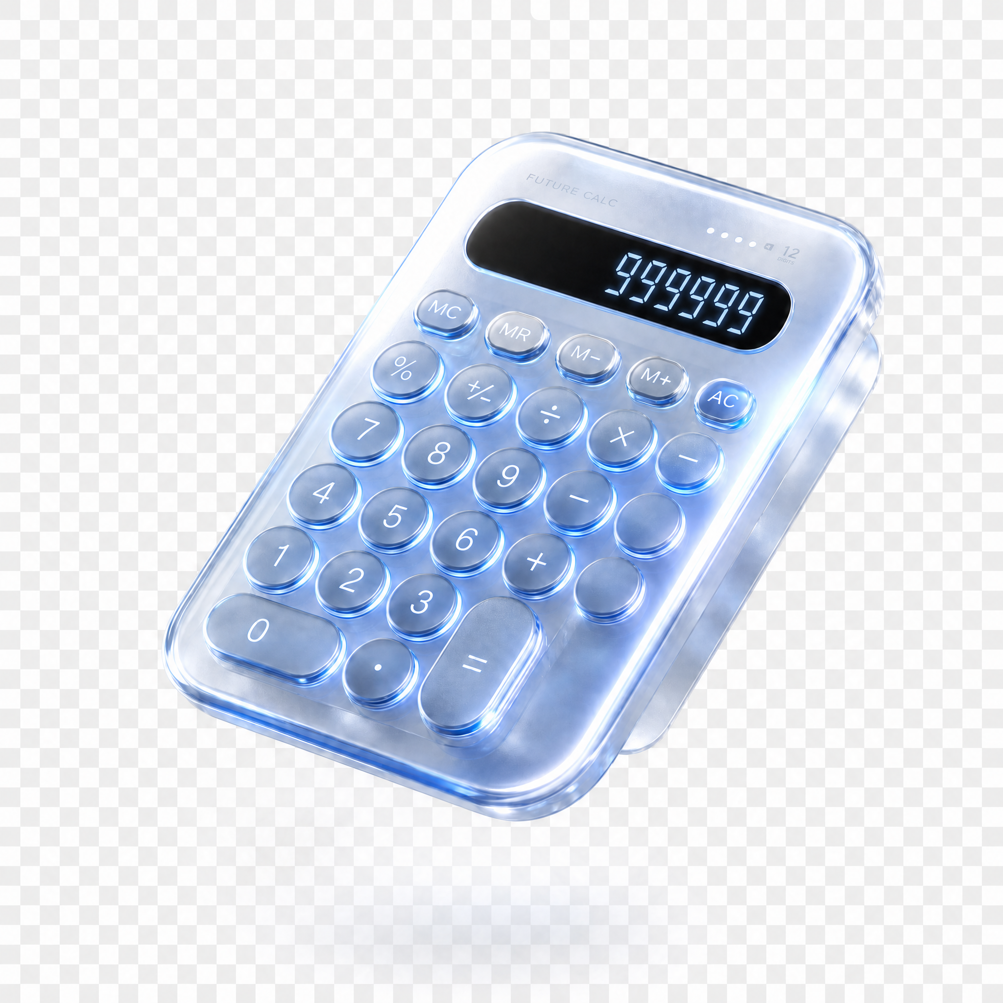 将计算器显示屏上的数字改为999999，保持计算器的透明玻璃质… - 图片创意预览