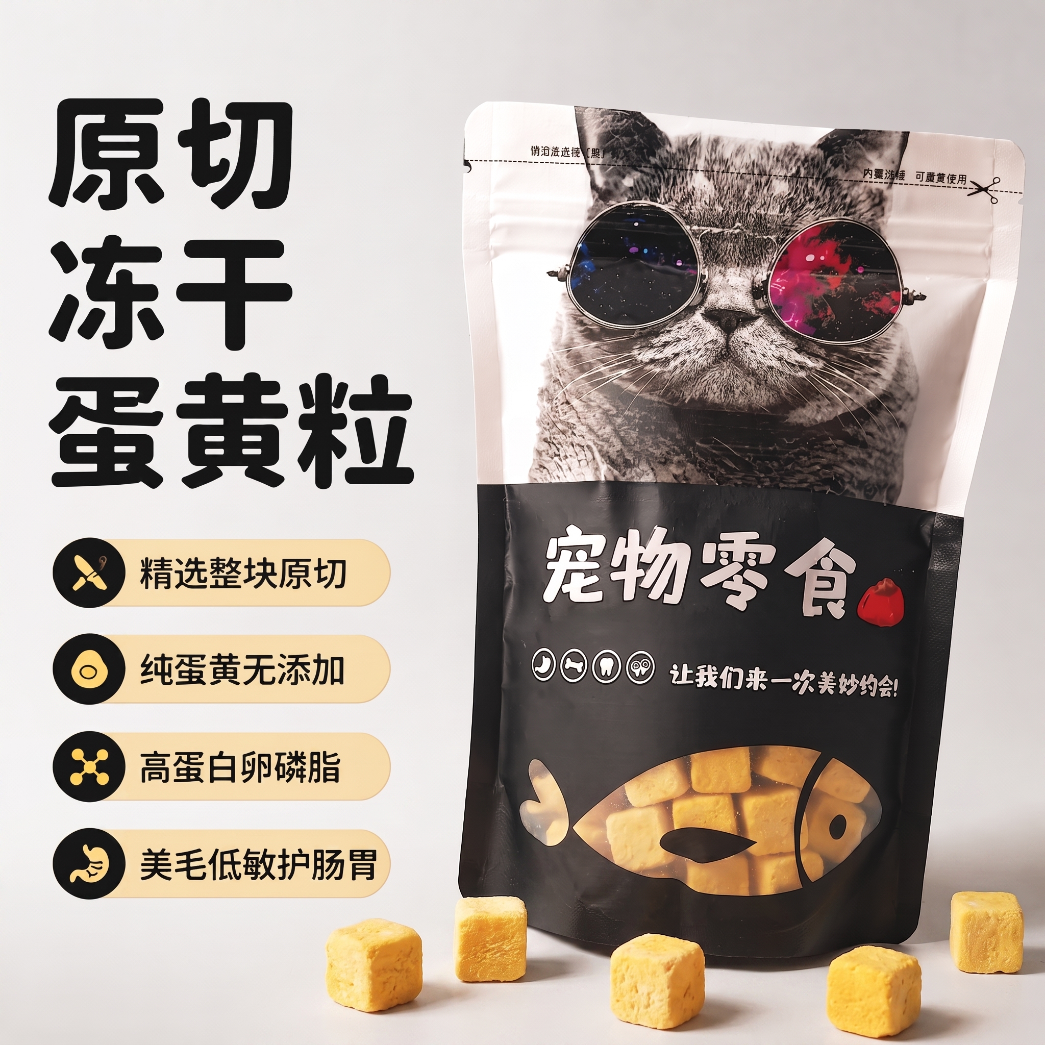 把下面的蛋黄粒改成方块形状的 - 图片创意预览