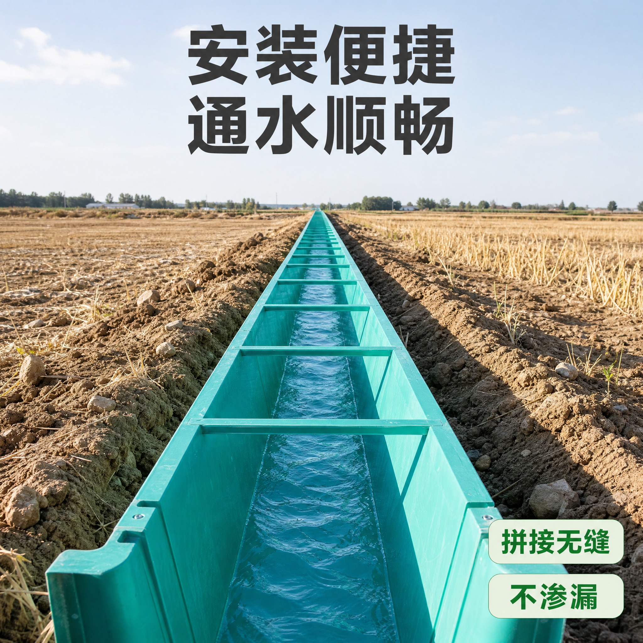 [主图-2] 玻璃钢U型排水沟施工安装场景图，展示实际使用效果… - 图片创意预览