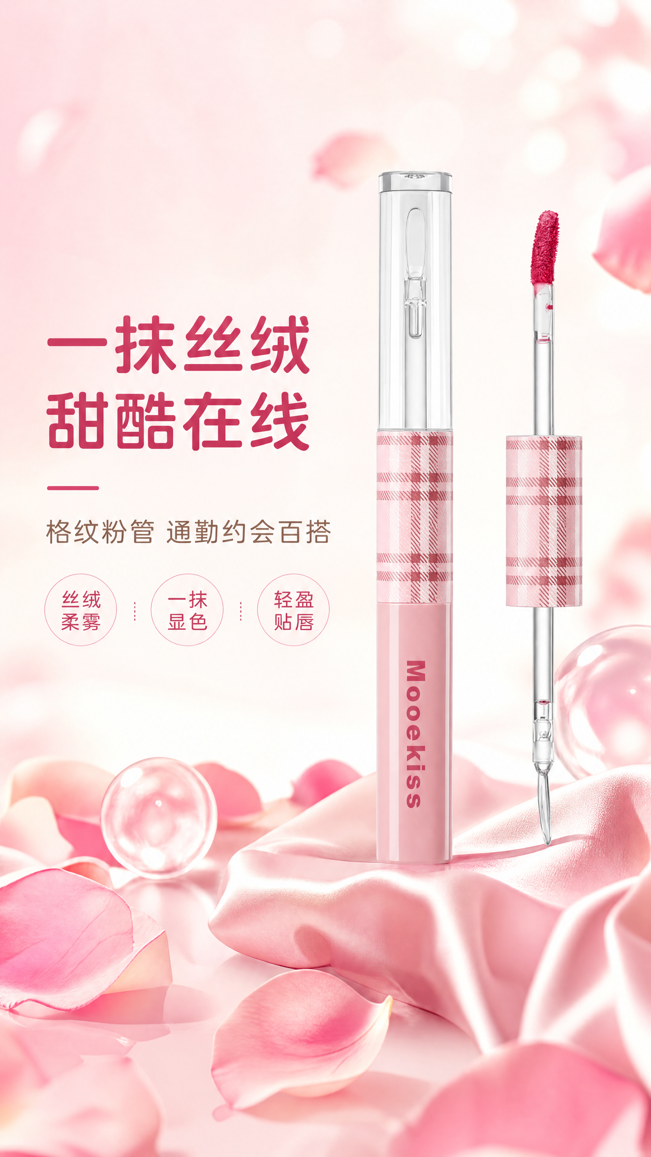 [商品] 使用【图1】Mooekiss 玫红色液体唇釉：保留粉… - 图片创意预览