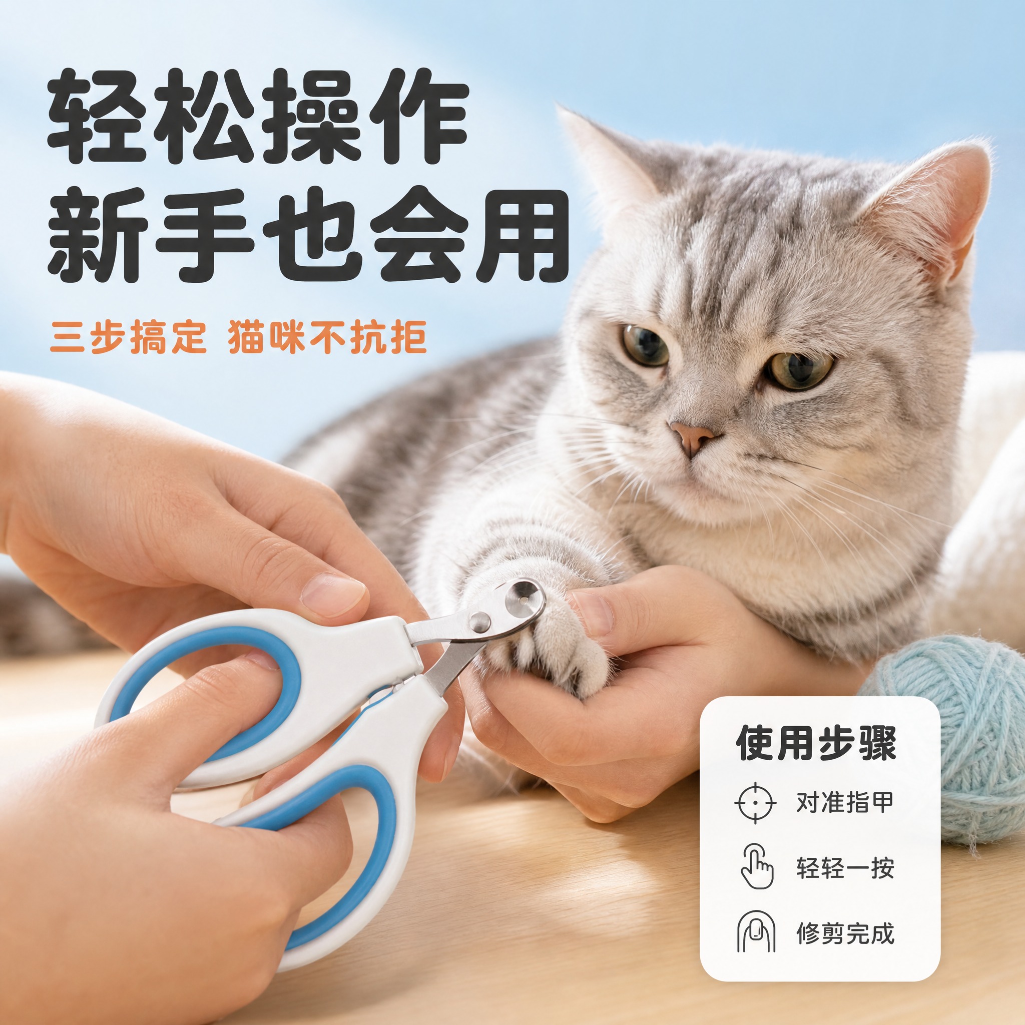 [主图-4] 宠物指甲剪使用场景图 展示给猫咪剪指甲的真实使用… - 图片创意预览