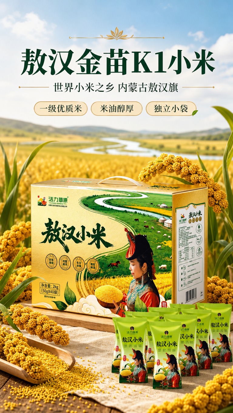 [商品] 使用【图1】活力草原敖汉小米礼盒+独立小袋组合；保留… - 图片创意预览