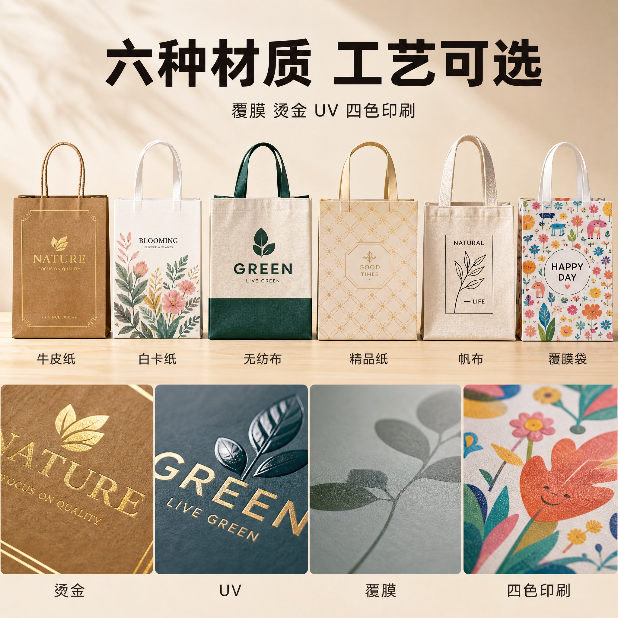 [主图2] 材质与工艺展示图：用带印花的实物小样与工艺微距证明… - 图片创意预览
