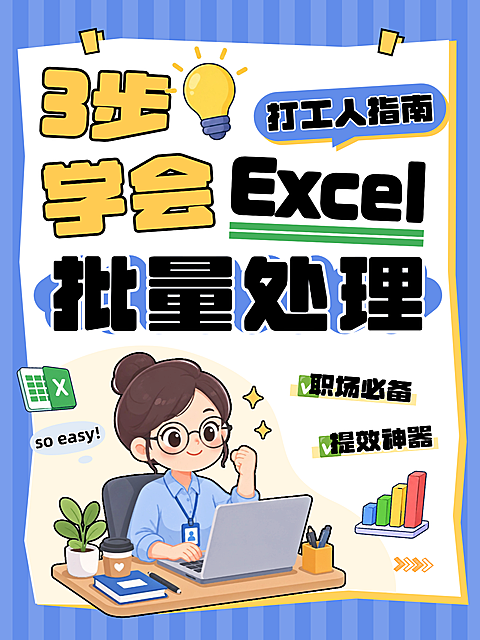 职场打工人学习Excel使用技巧干货大字报小红书封面
