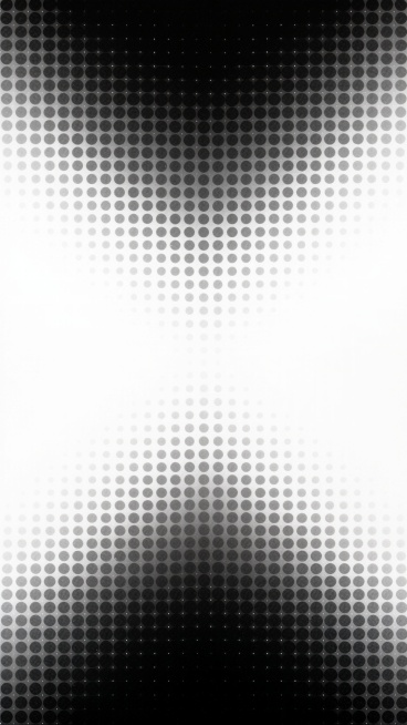 极简风格的黑白半色调背景设计，由不同样式排列的圆点组成。画面顶部从左上角开始是密集的纯黑色圆点，随着向右下方延伸，圆点密度逐渐降低，颜色从纯黑渐变为深灰、中灰、浅灰直至白色，形成平滑的渐变过渡效果。画面底部则呈现对称的镜像排列，从左下角的白色圆点开始，向右上方圆点密度逐渐增加，颜色从白色渐变为浅灰、中灰、深灰直至右下角的纯黑色圆点，整体构成一个中心为大面积留白的对称式几何图案。圆点大小统一，排……预览效果