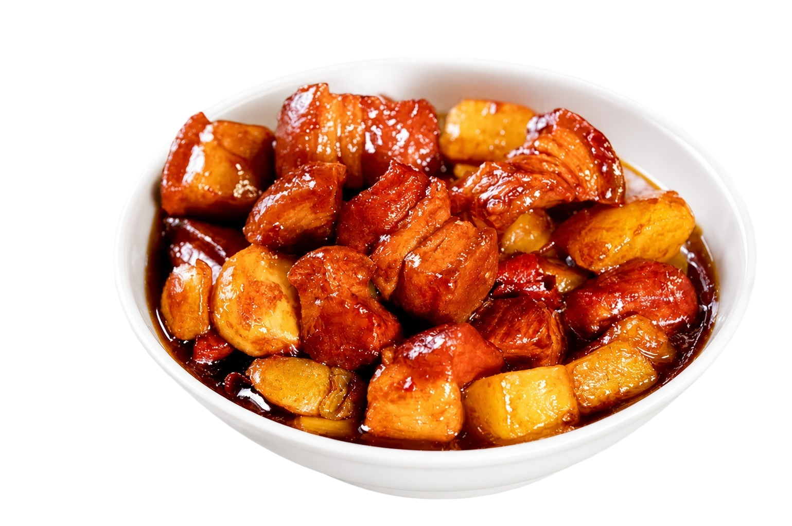 将这碗红烧肉的棕色陶瓷碗改成干净的白色瓷碗，碗的形状和大小保持… - 图片创意预览