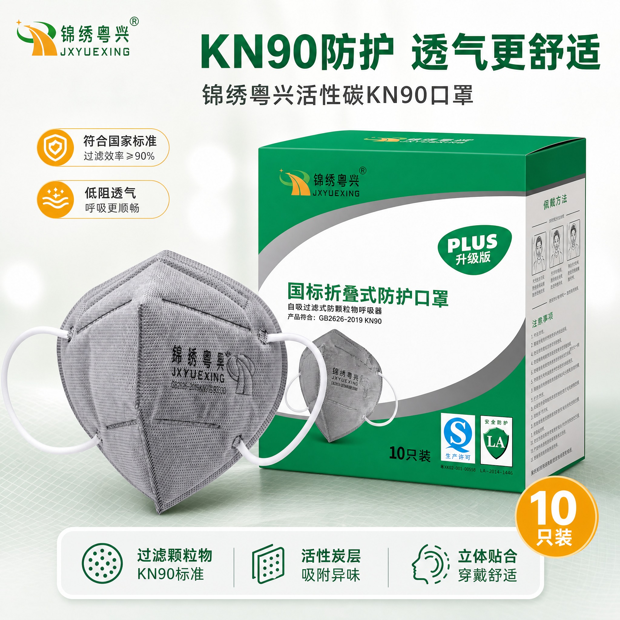 [主图-1-修正] 首图：产品全貌识别与购买欲，突出KN90口… - 图片创意预览