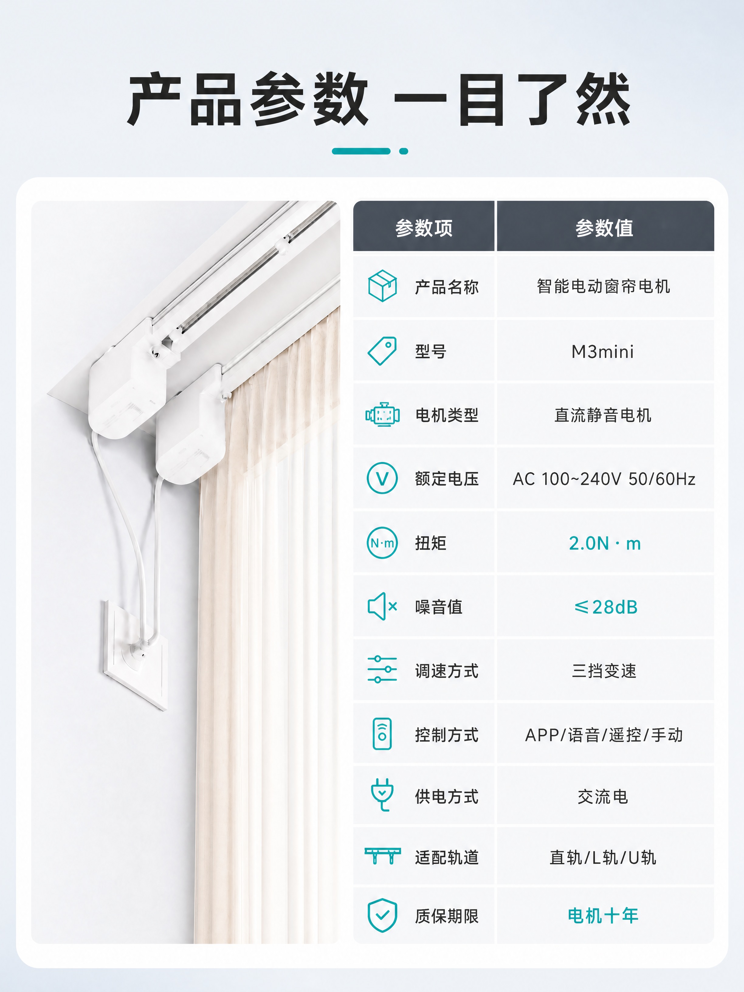 [商品] 使用智能电动窗帘产品图；保留白色电机、轨道、窗帘外观… - 图片创意预览