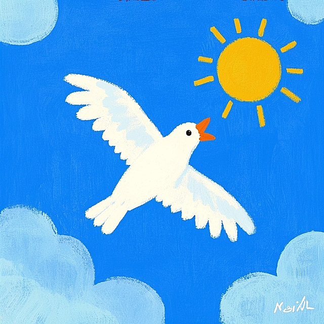 太阳，光芒，白色的鸟