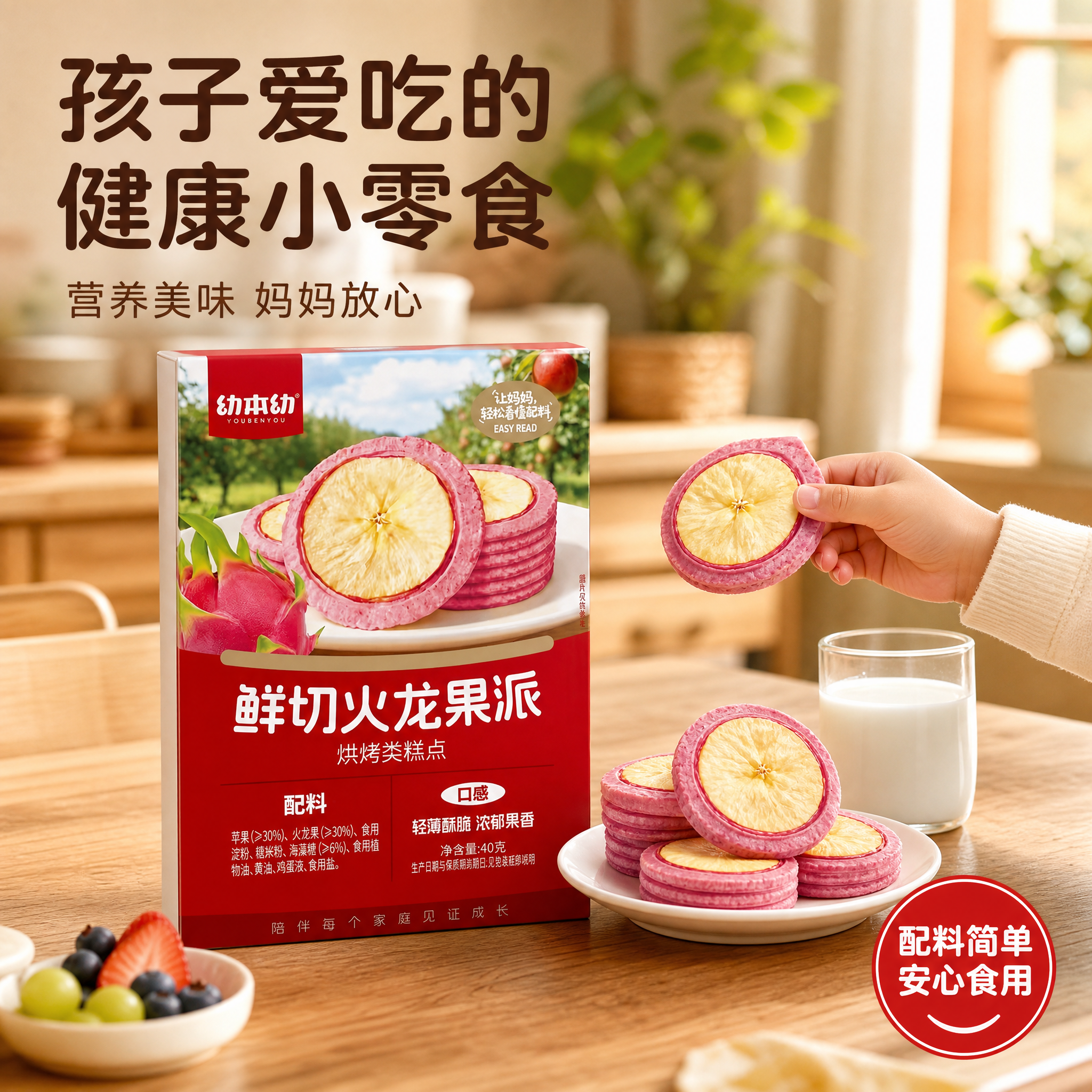[主图-4] 火龙果派家庭食用场景图。 [氛围风格] 温馨家庭… - 图片创意预览