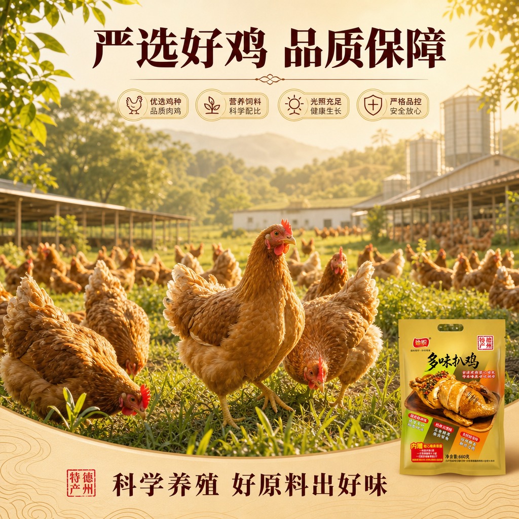 [商品] 使用【图1】德盼多味扒鸡金色包装袋作为辅助元素小尺寸… - 图片创意预览