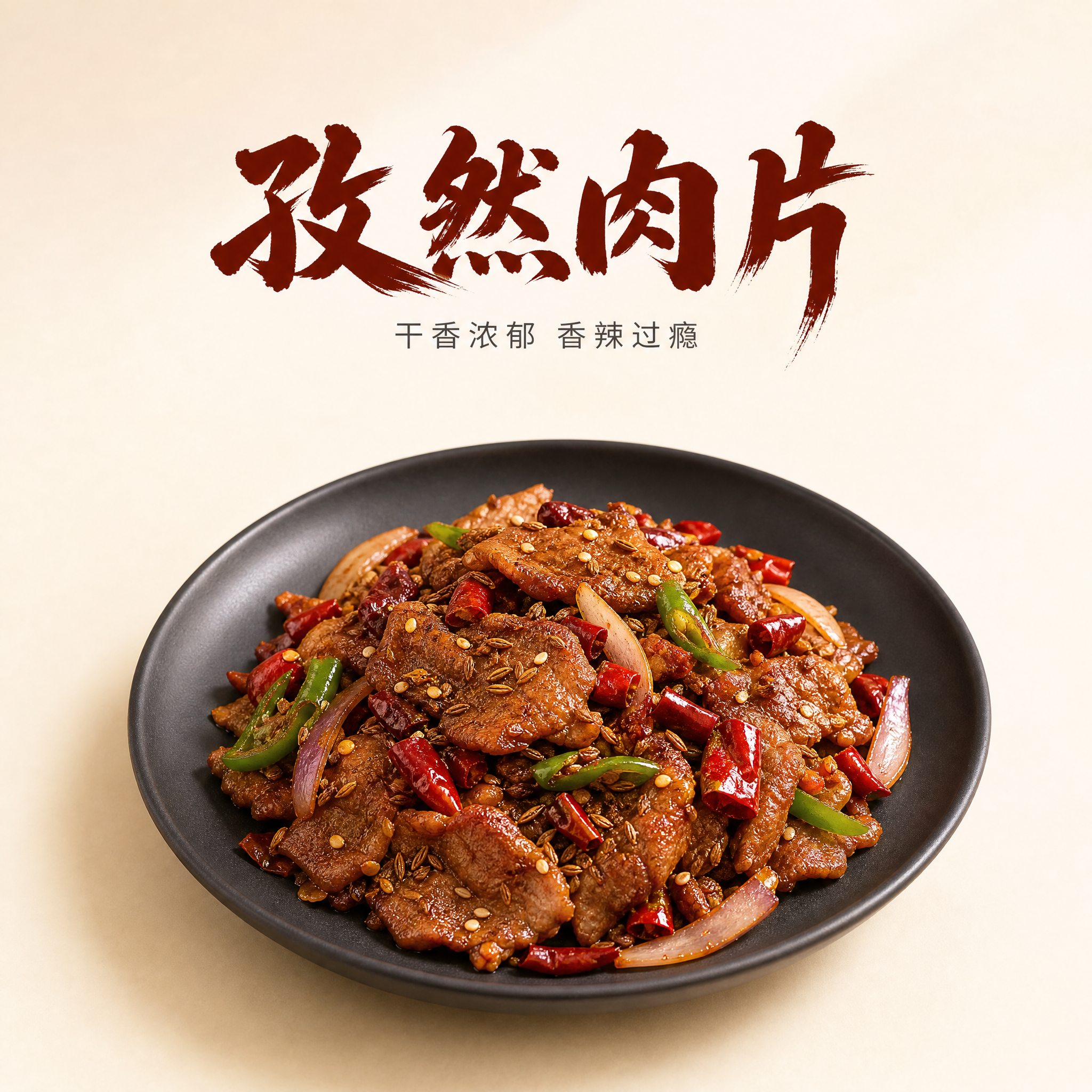 [主图-2] 孜然肉片菜品主图，突出食欲感与香辣风味，画面大量… - 图片创意预览
