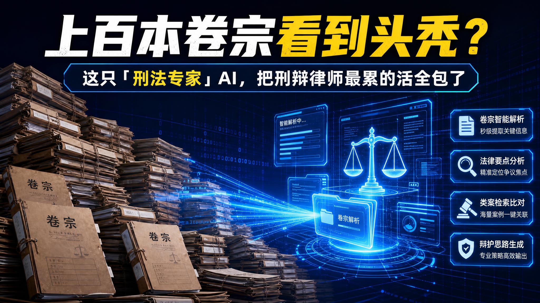网易号风格封面图，16:9横版，法律科技主题。画面左侧是堆积如… - 图片创意预览