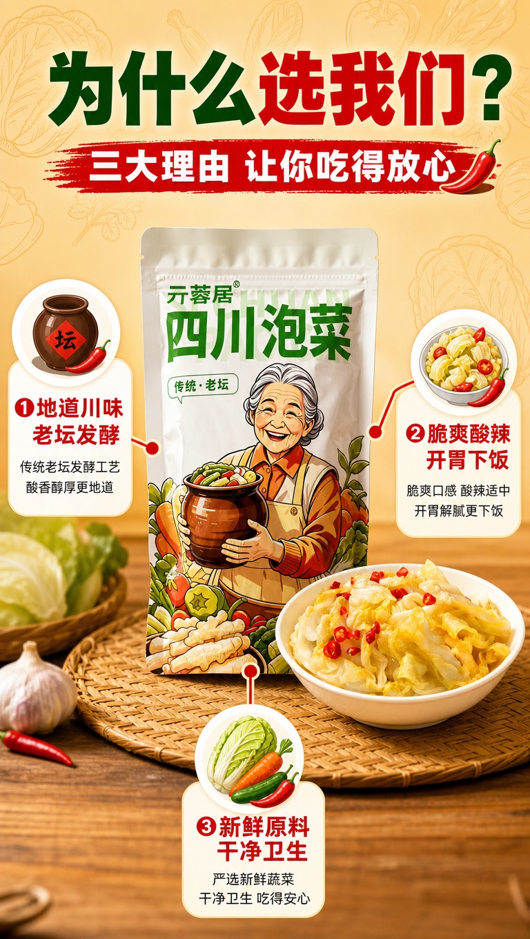 [商品] 使用【图1】亓蓉居四川泡菜外包装袋和【图2】泡莲花白… - 图片创意预览