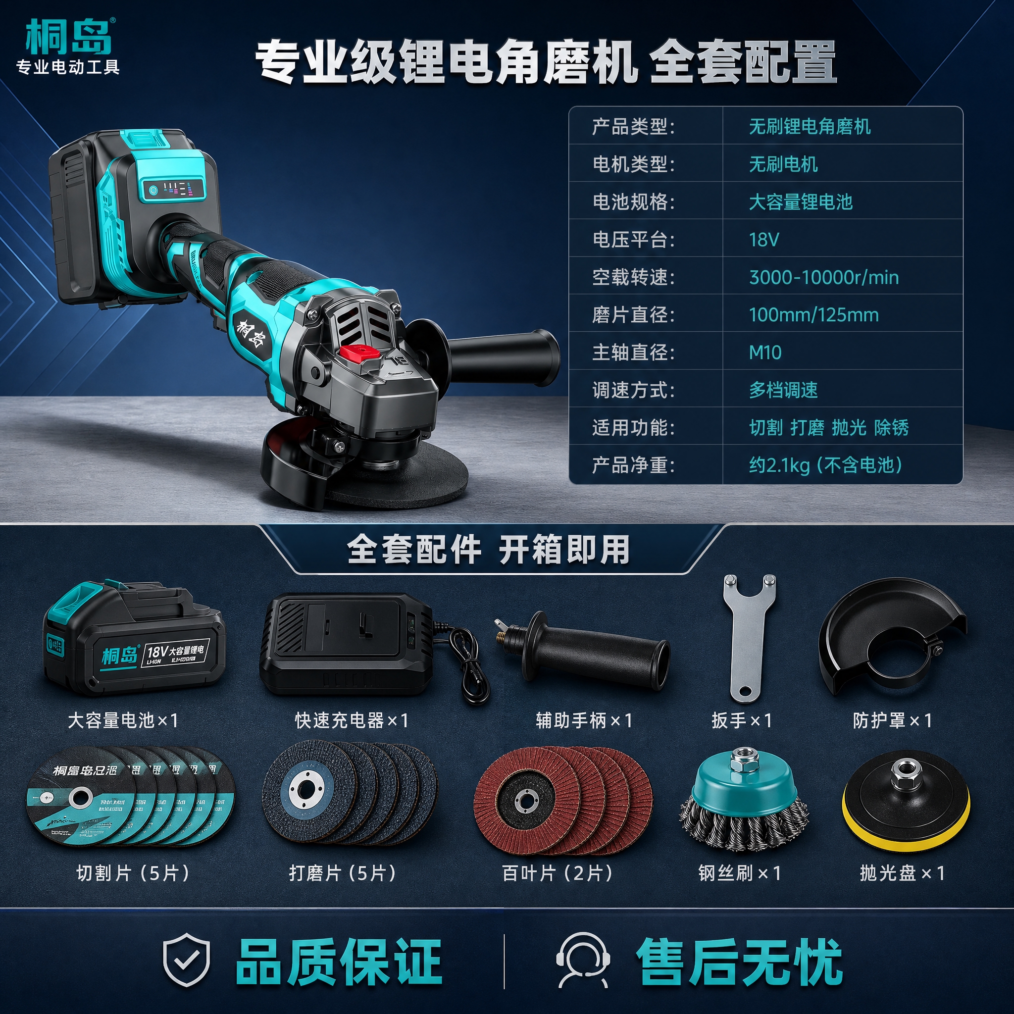 [主图-5] 规格参数与配件图，高端商务风深蓝灰色调，展示产品… - 图片创意预览
