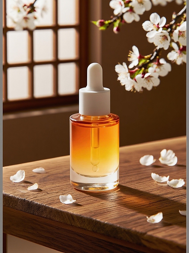 抠出原图主体，保留主体形状和颜色。原木桌面，白梅点缀。棕色色墙面，花窗，树枝花瓣。