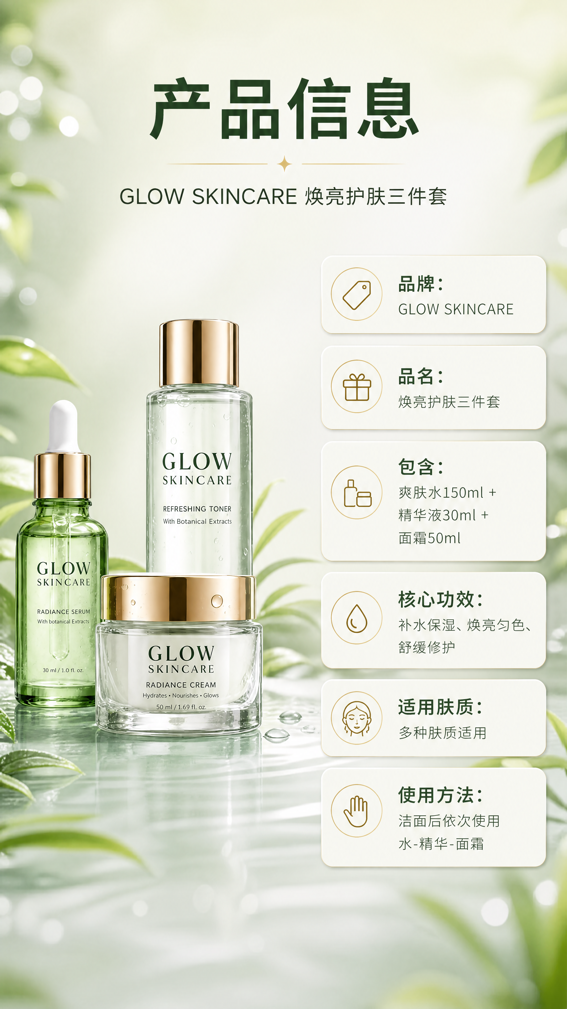 [商品] 使用【图1】GLOW SKINCARE焕亮护肤三件套… - 图片创意预览