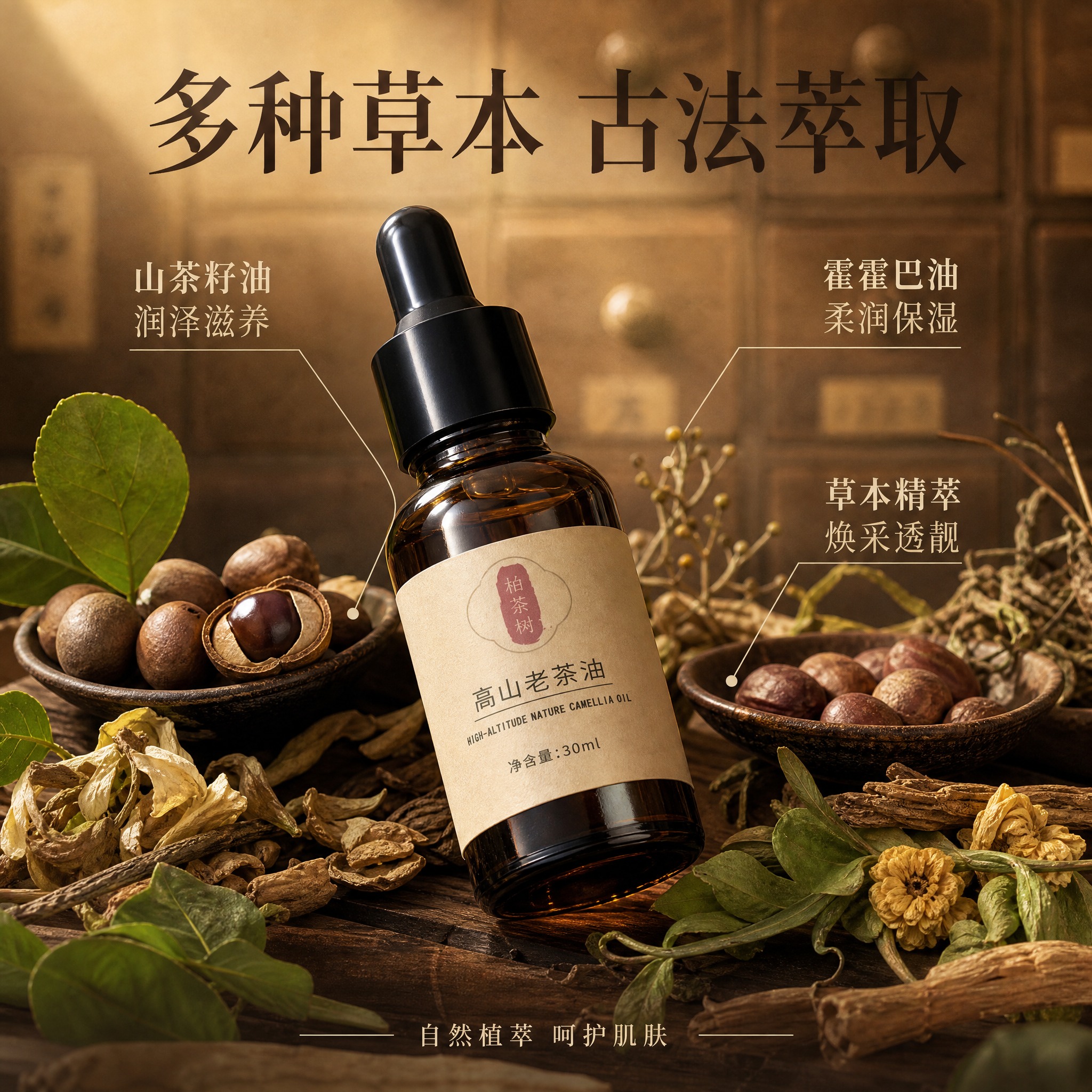 [主图-2] 核心功效与成分解析，展示多种草本植萃的养肤功效。… - 图片创意预览