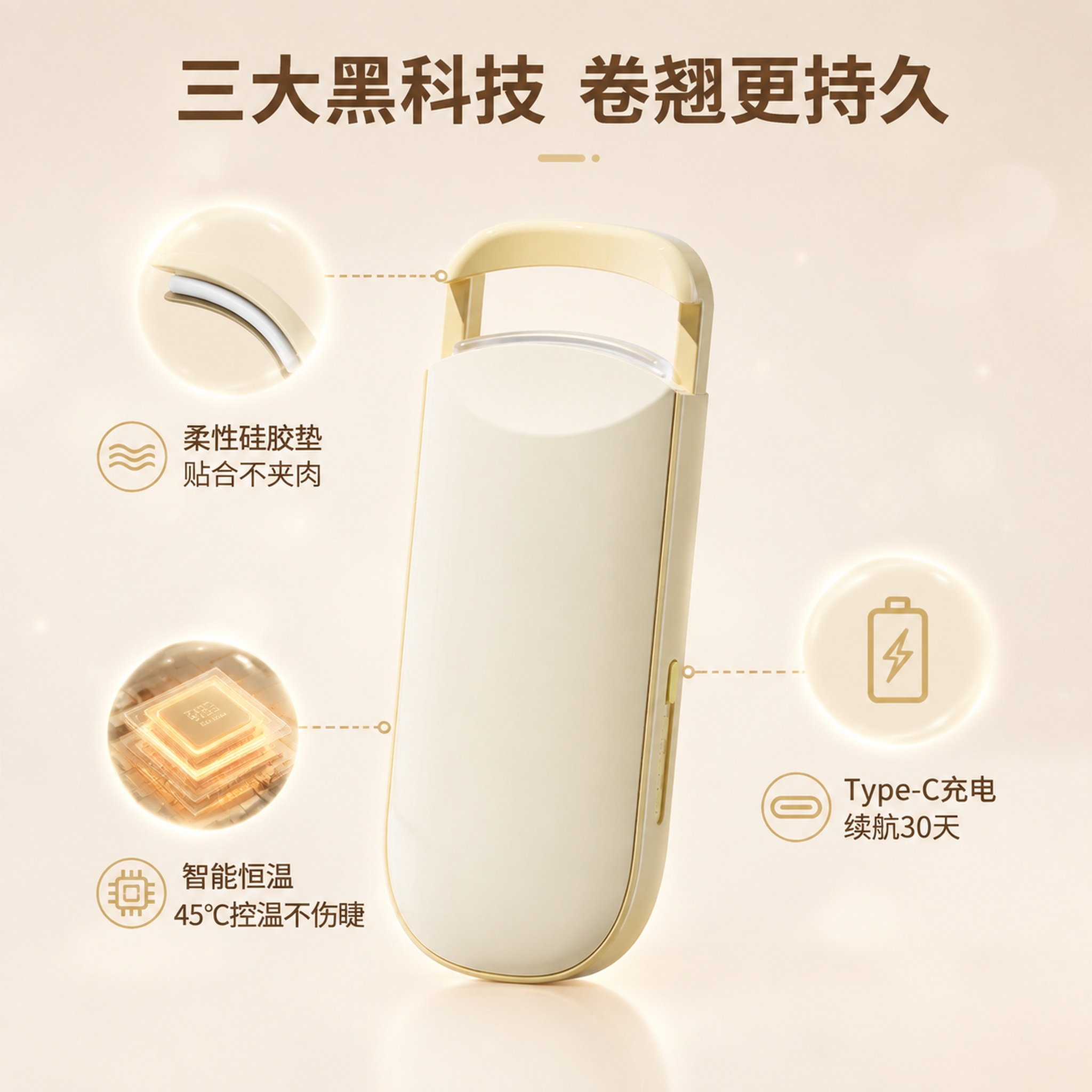 [主图-2] 电动睫毛夹核心功能卖点图 温控技术解析 [氛围风… - 图片创意预览