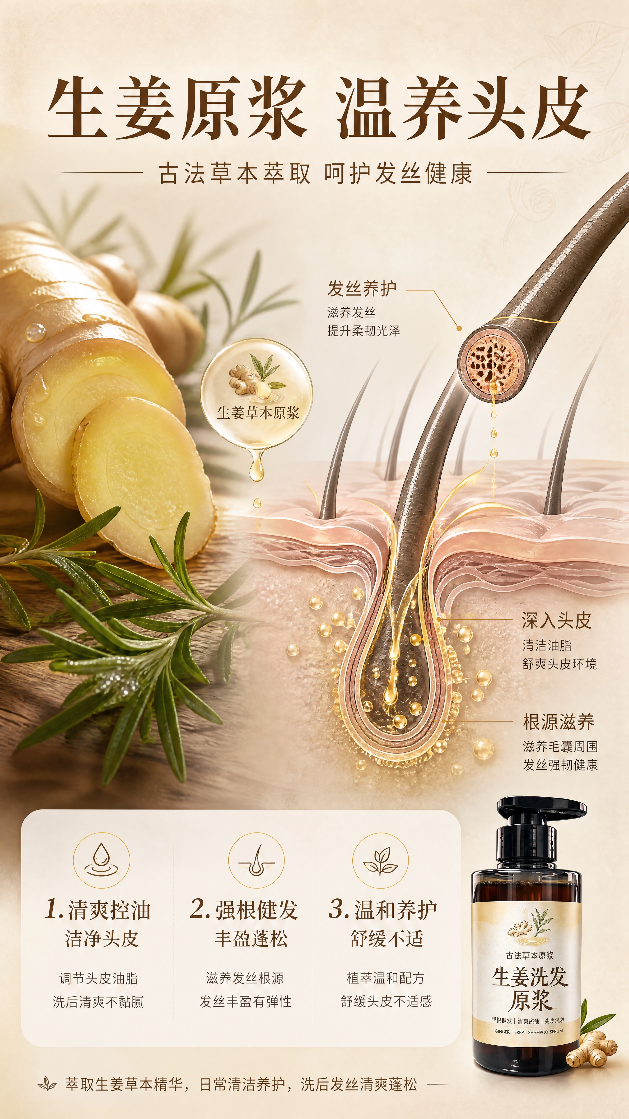 [商品] 成分机理专页，以生姜草本原料与头皮养护机理为主视觉；… - 图片创意预览