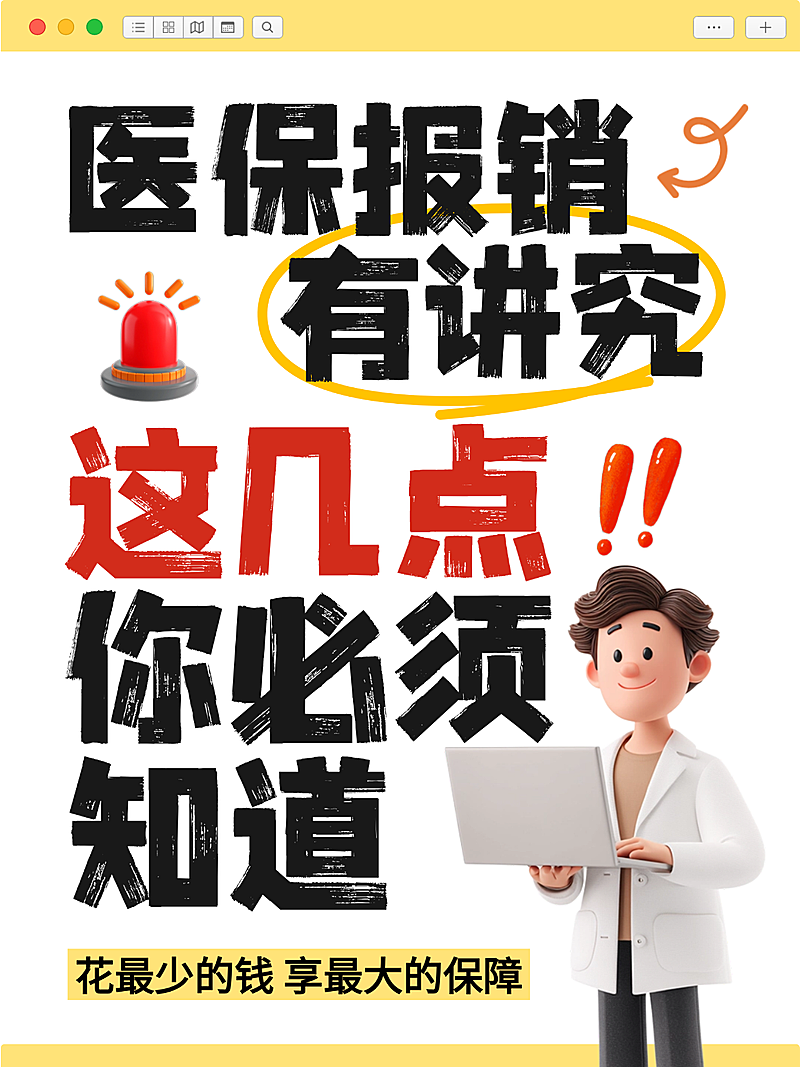 可爱3d卡通风医保报销知识分享小红书封面