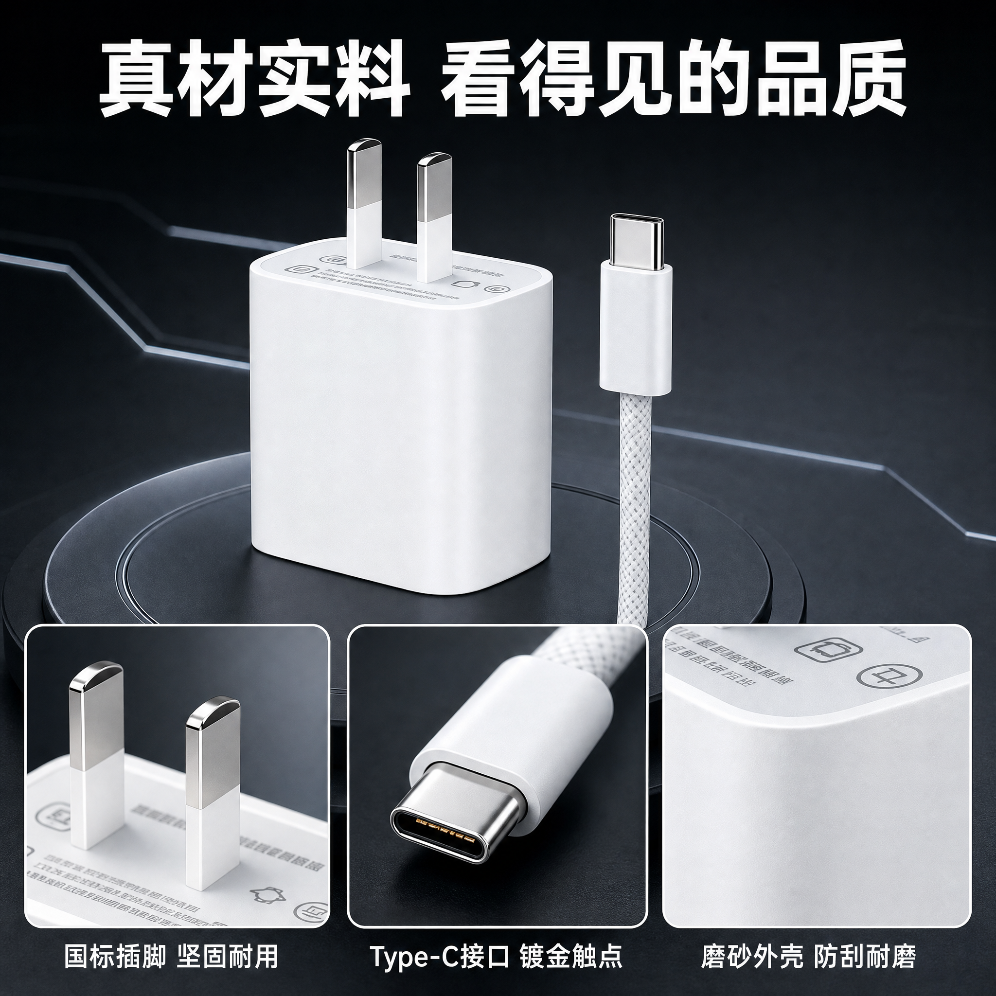 [主图-3] 30W苹果充电器结构细节证据图 [氛围风格] 冷… - 图片创意预览