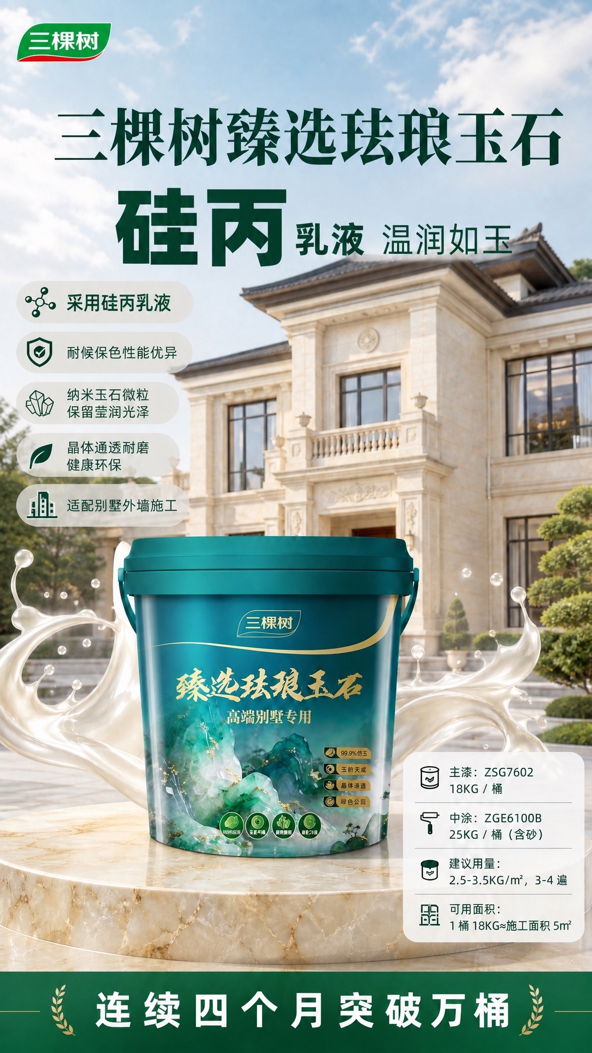 基于这张海报进行修改： 1. 将画面中所有出现的"改性硅丙乳液… - 图片创意预览