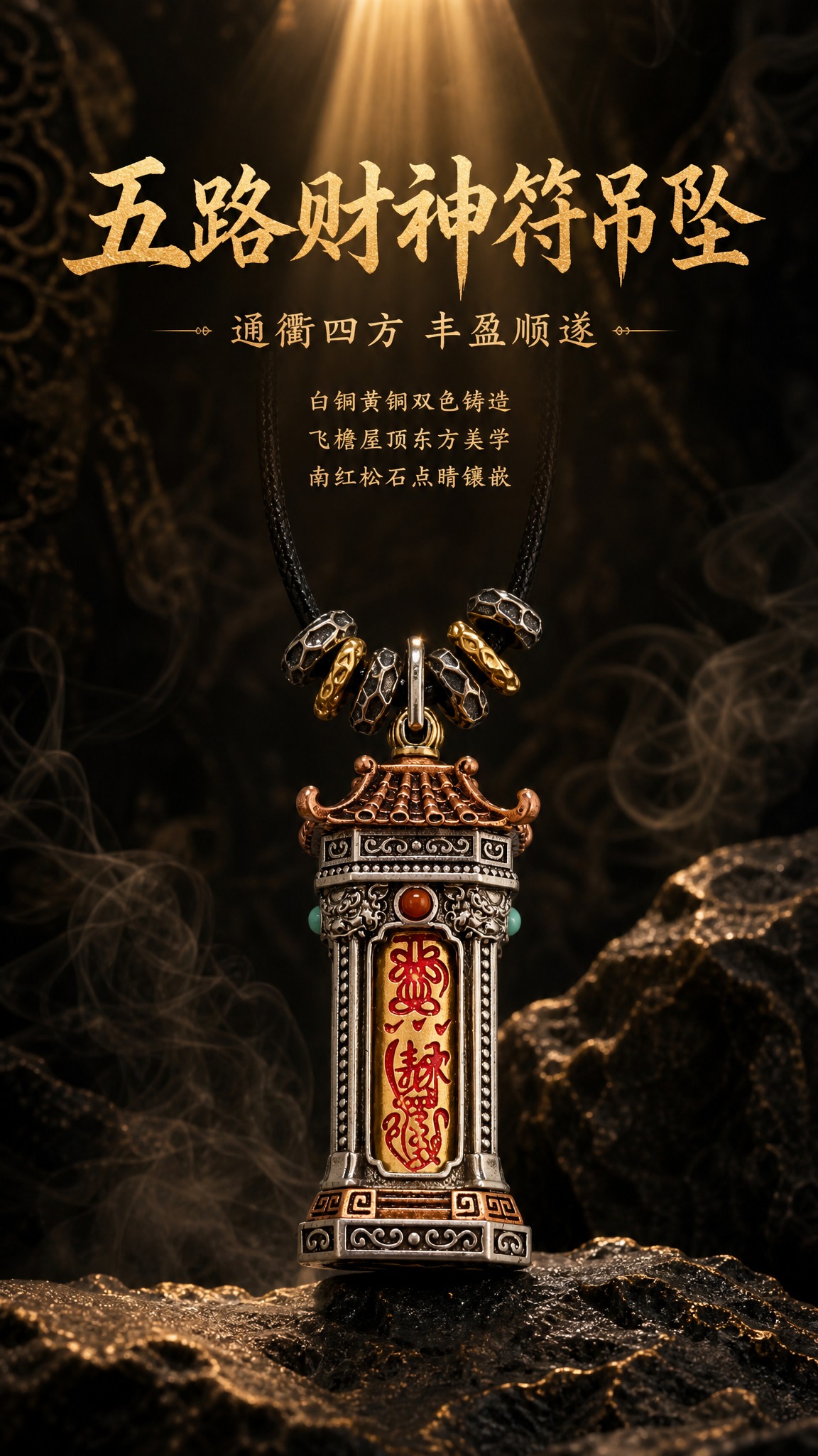 淘宝天猫详情页首屏海报，9:16竖版，深色中式场景风格，暗调古… - 图片创意预览