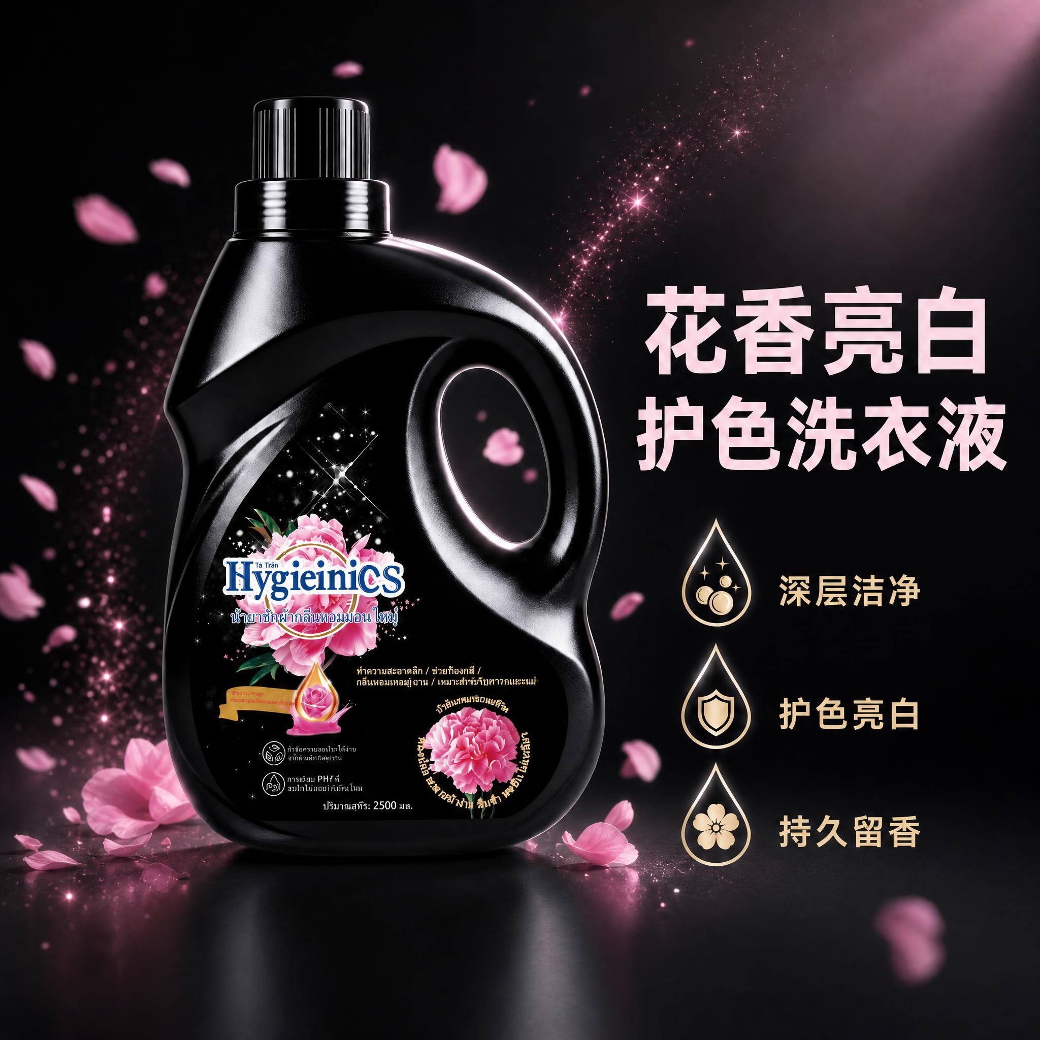 跨境电商洗衣液主图，1:1正方形，产品为HygieiniCS花… - 图片创意预览