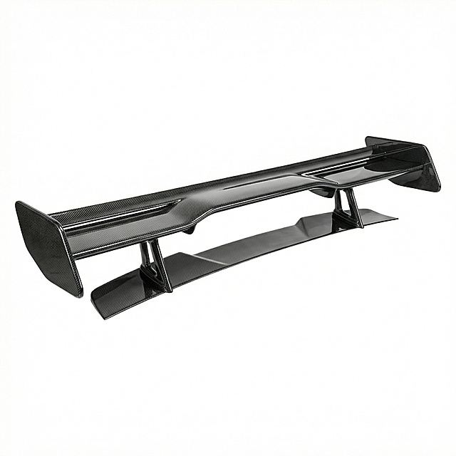 Professional e-commerce retouching for carbon fiber auto parts, precise intelligent cutout to retain the complete outline and carbon fiber texture details of the parts, no edge jaggedness/fringing/missing cutout, replace the background with pure high-definition white (#FFFFFF) without impurities; retouch and enhance the unique twill texture and matte/bright luster of carbon fiber, restore the high-gloss delicate texture of carbon fiber, optimize the three-dimensional light and shadow of the product (soft commercial lighting, no double image/no overexposure/no extra projection); repair tiny scratches/dust/fingerprints/water stains on the surface of the parts, brighten the product color without color cast, improve the image sharpness to ultra-clear, 8K ultra-high definition resolution, commercial product photography standards, pure white background without any extra elements, the product subject is centered in the composition, the texture of carbon fiber material is real and prominent, suitable for product display on Alibaba International Station/Amazon e-commerce platforms