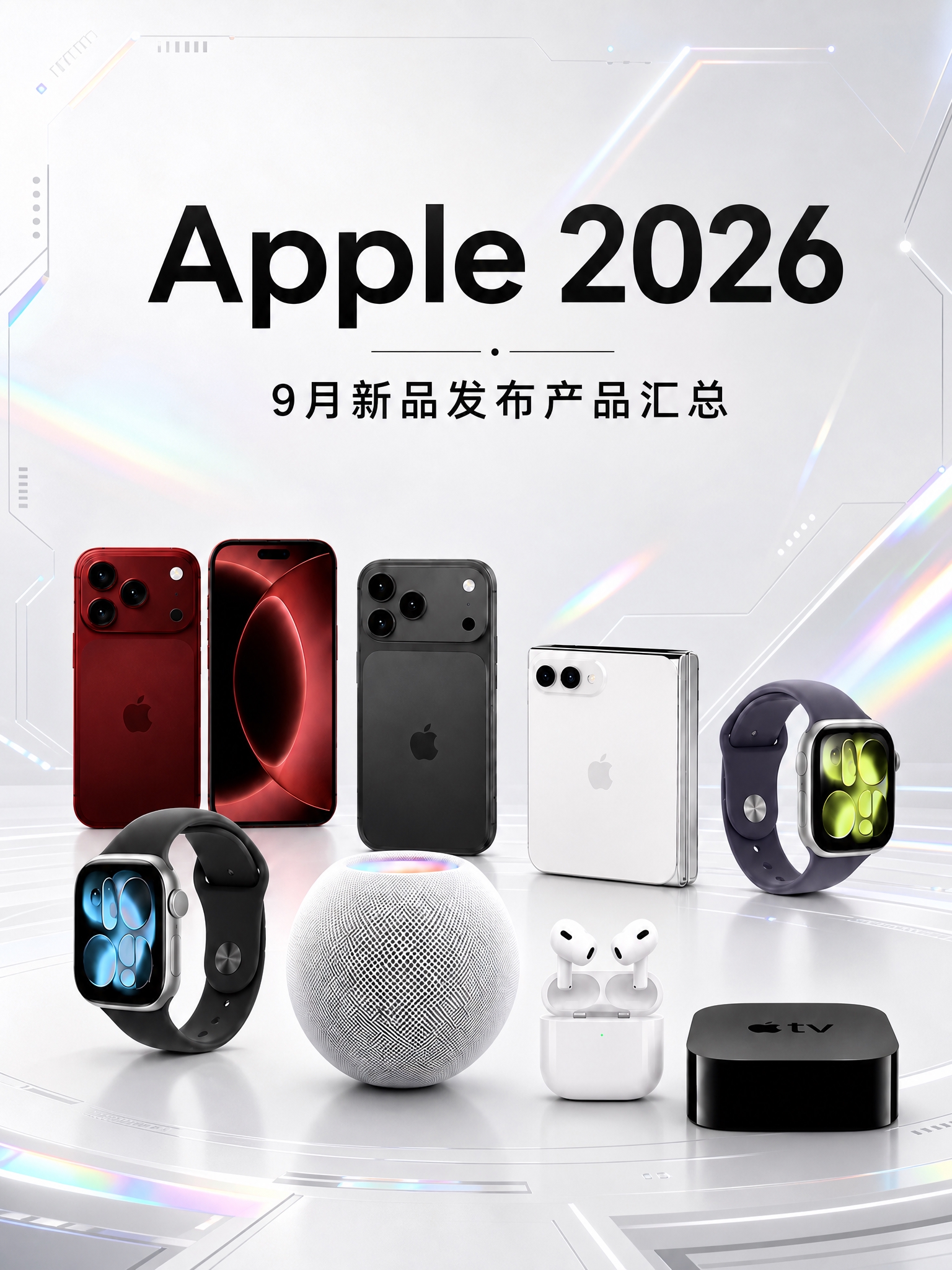 基于上传的Apple产品全家桶海报进行重新设计，保持所有商品的… - 图片创意预览