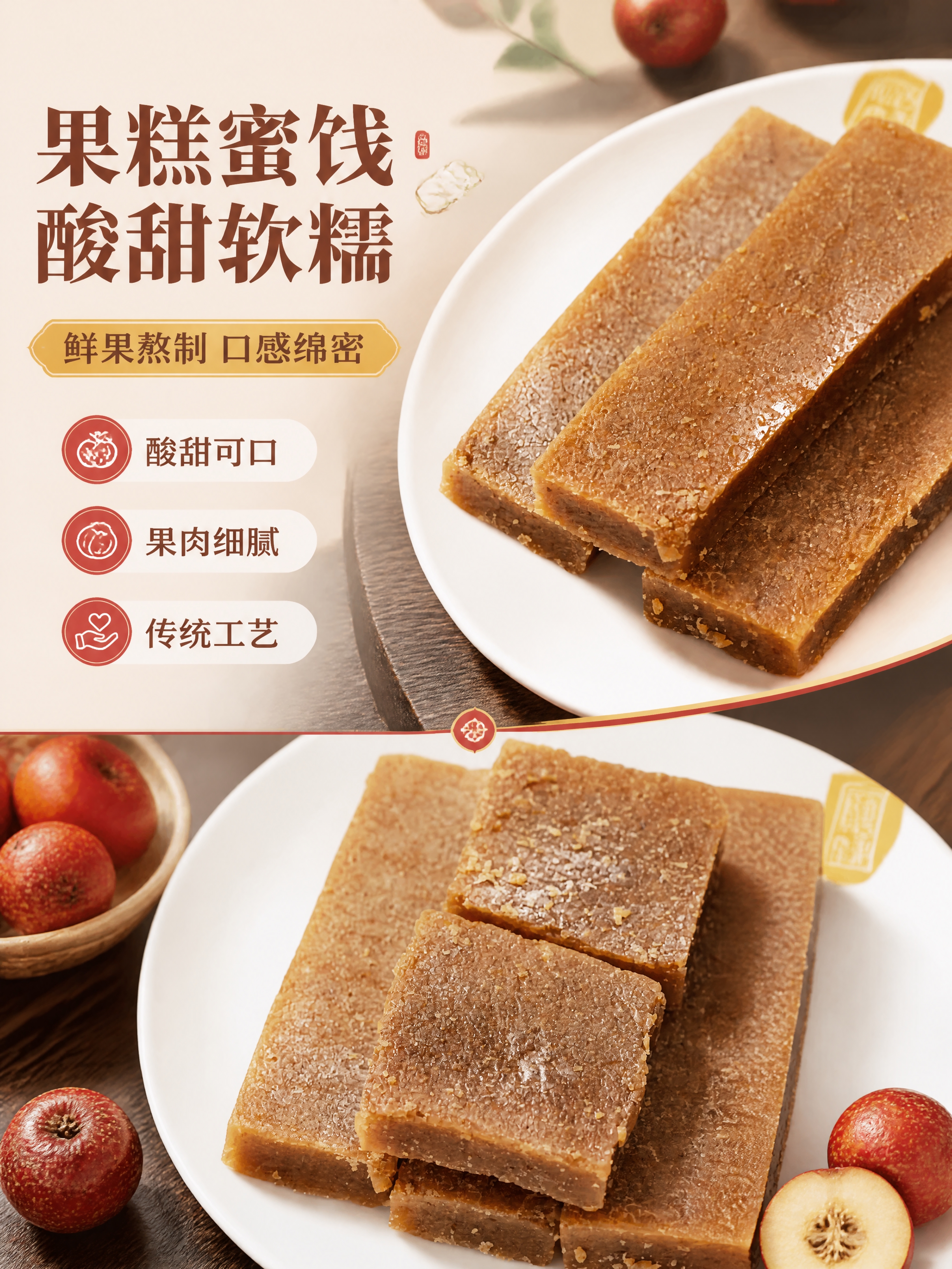 [商品] 使用【图4】【图5】果糕/山楂糕特写；保留果糕的棕褐… - 图片创意预览