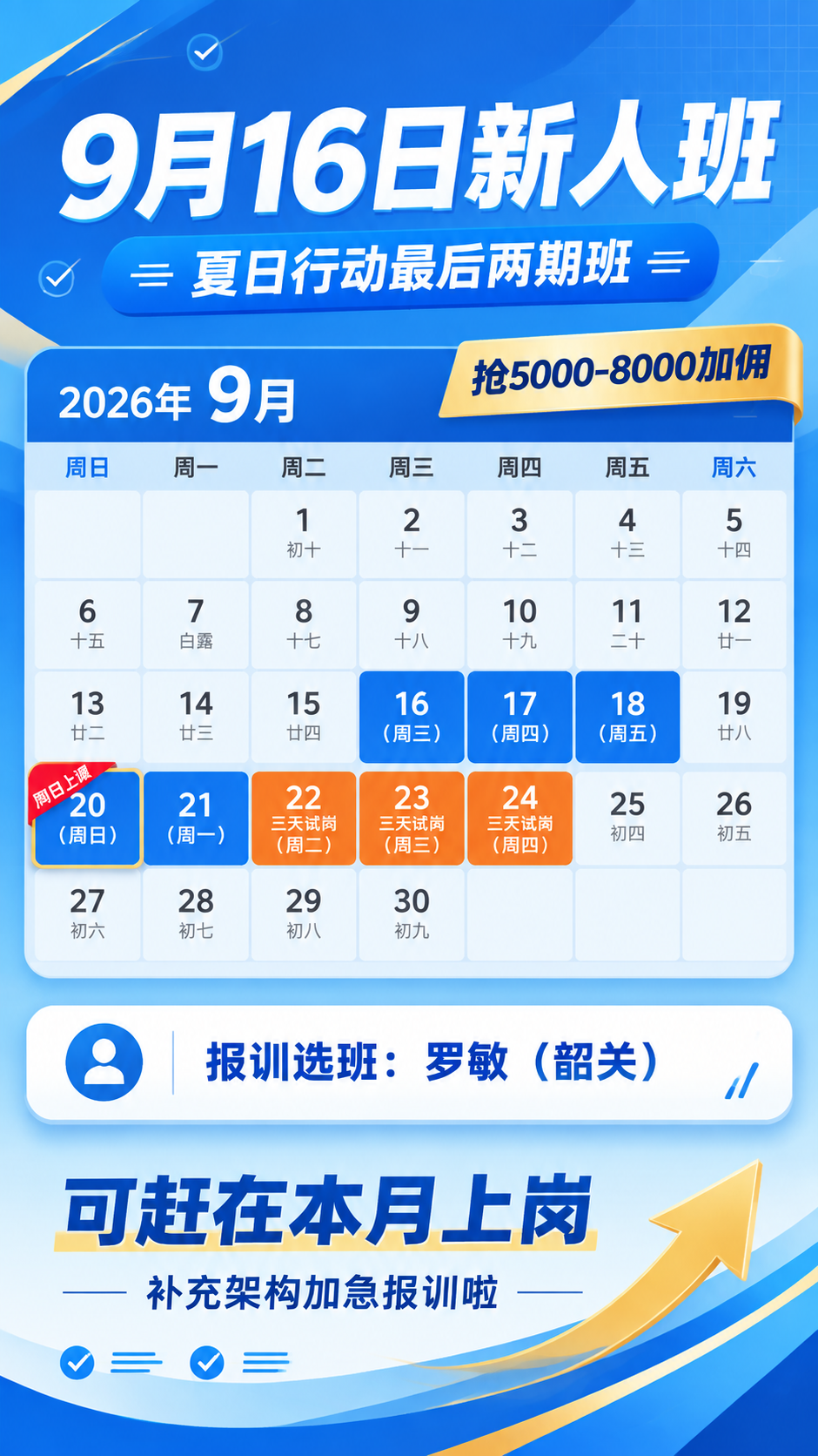 专业商务蓝风课程招生激励海报，竖版9:16，深蓝#0A52E3… - 图片创意预览
