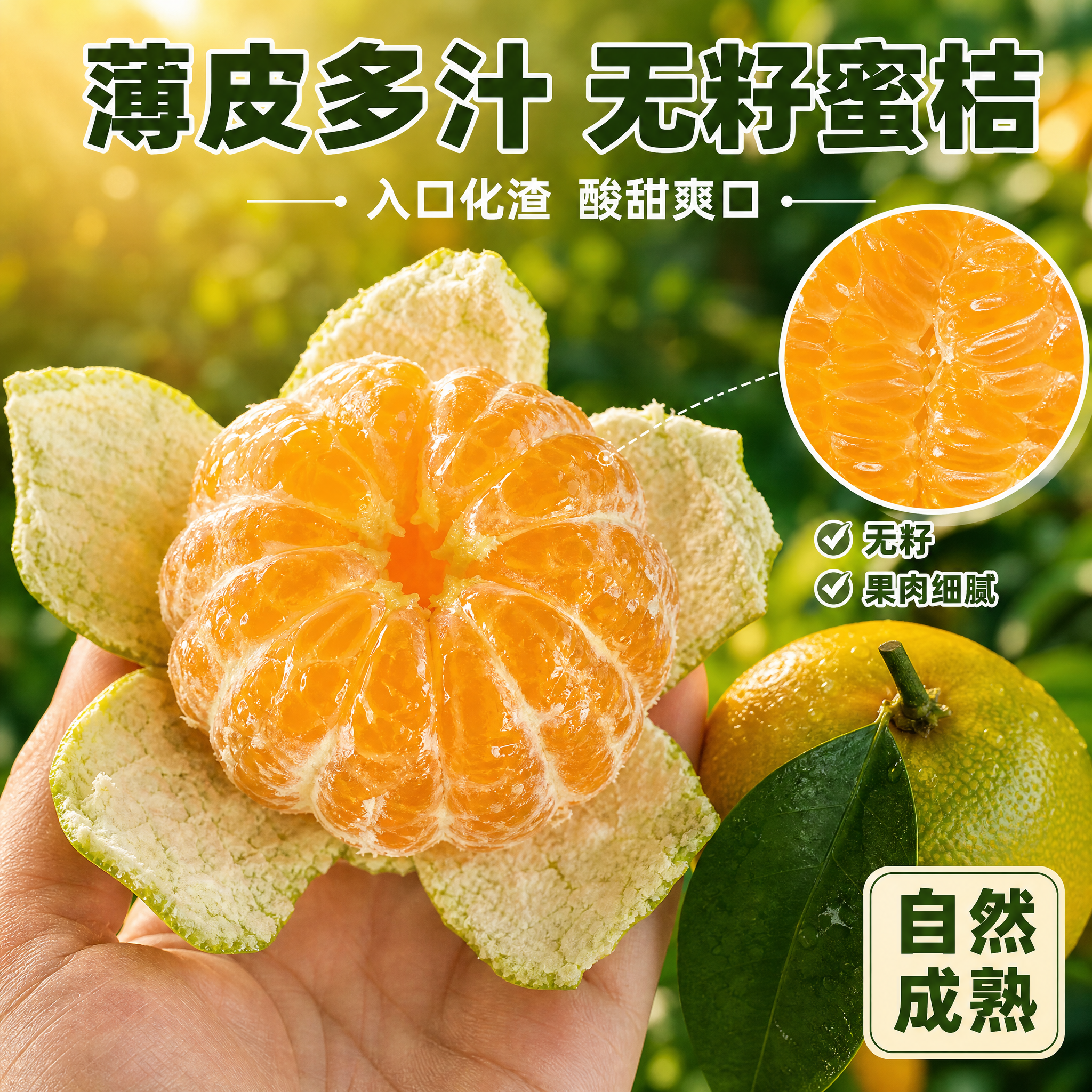 [主图-3] 果肉细节特写图，展示薄皮无籽入口化渣的内部品质。… - 图片创意预览