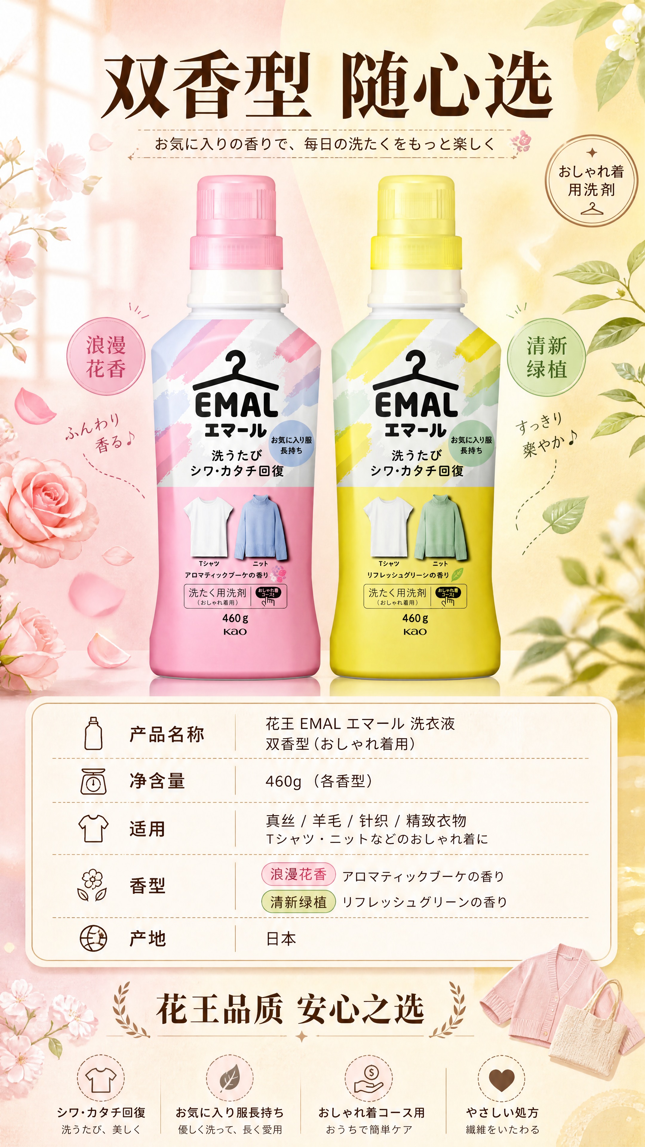 [商品] 使用【图1】粉色瓶、【图2】黄色瓶花王EMAL洗衣液… - 图片创意预览