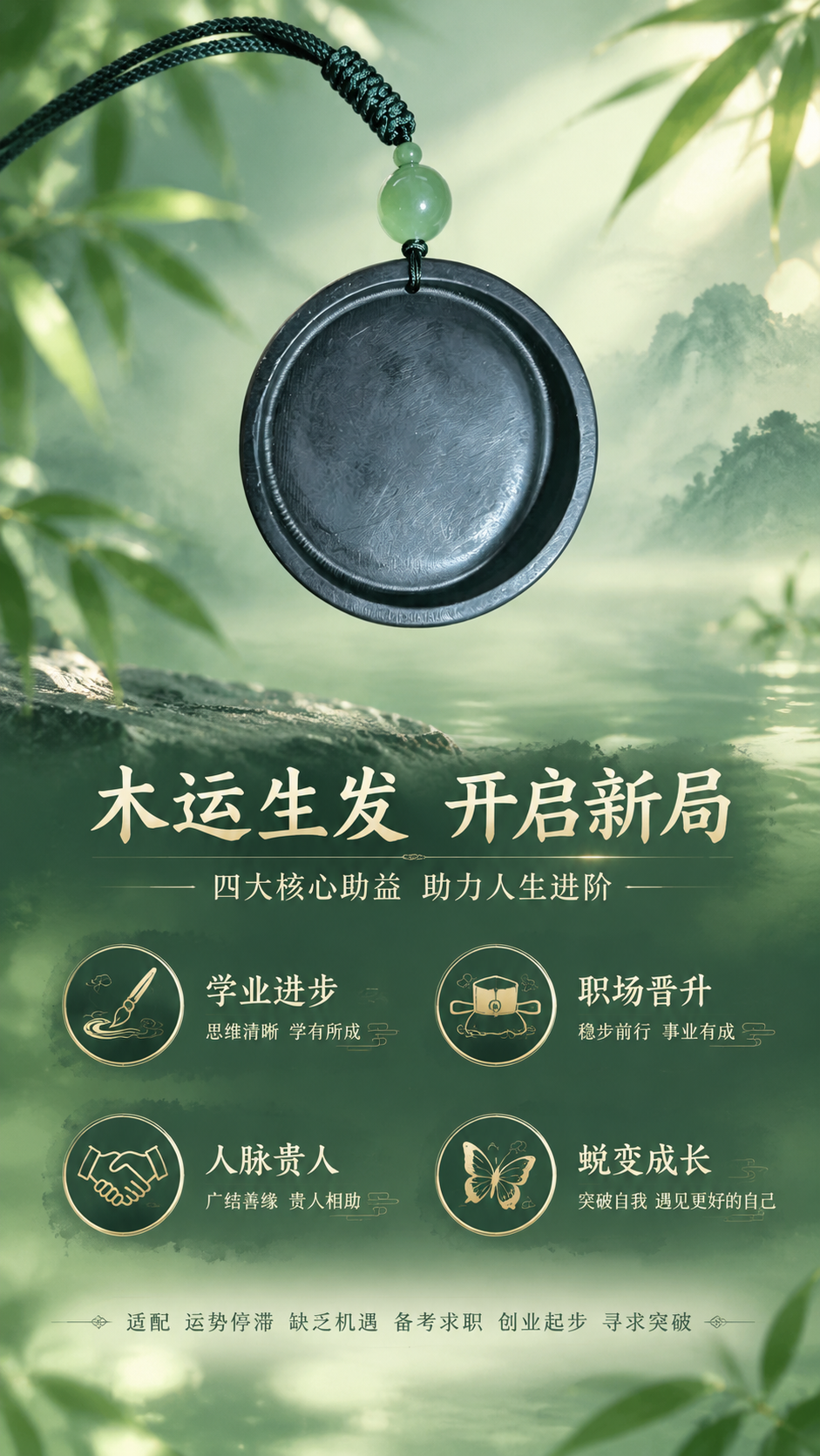 [主图-2] 主题：墨玉平安扣吊坠·适用人群与核心卖点信息图，… - 图片创意预览