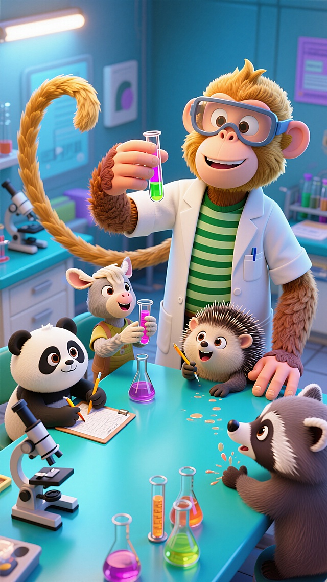 🐵猴子科学老师做实验，小动物探秘超兴奋