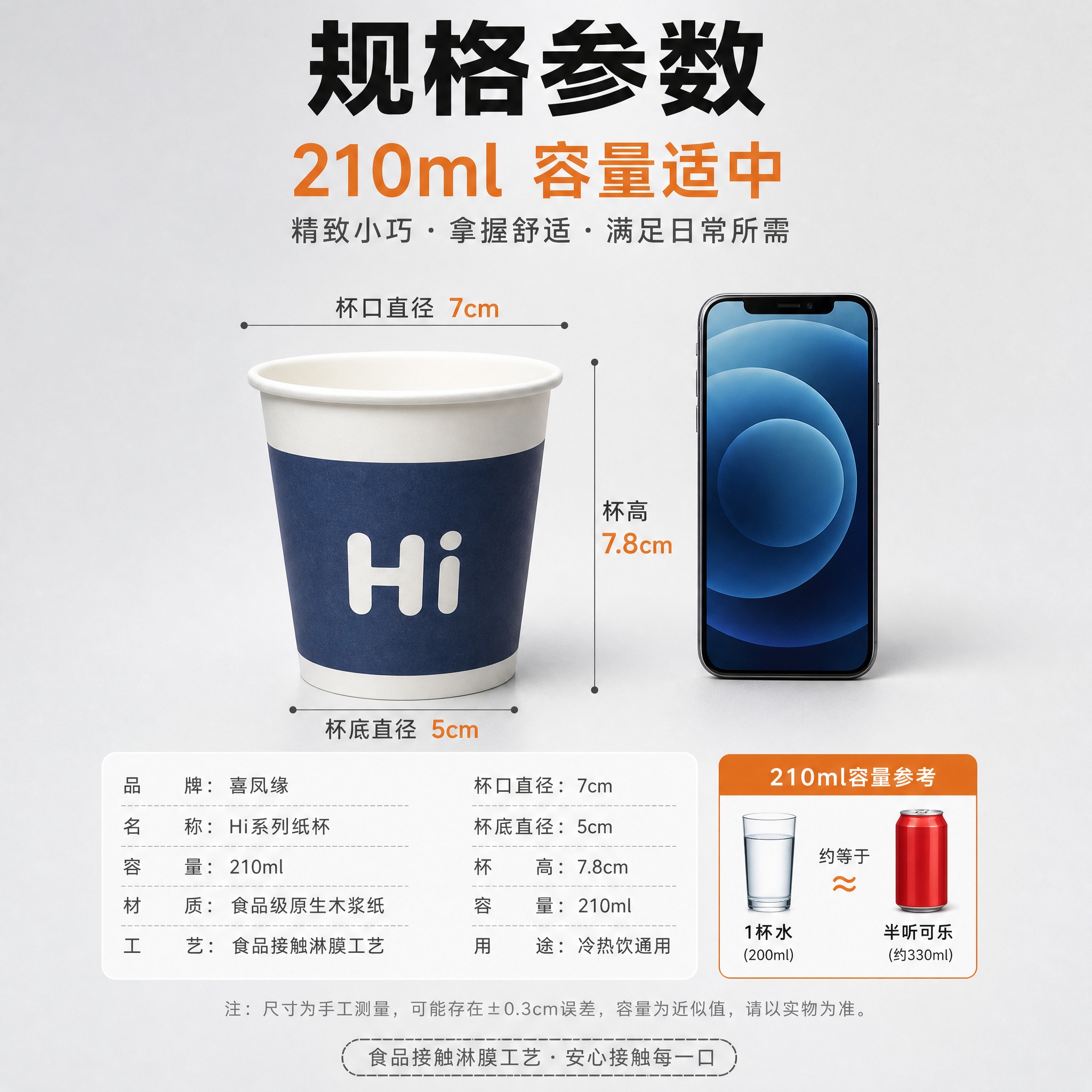 [主图-8] 主题：尺寸参数图 210ml容量 详细规格展示。… - 图片创意预览