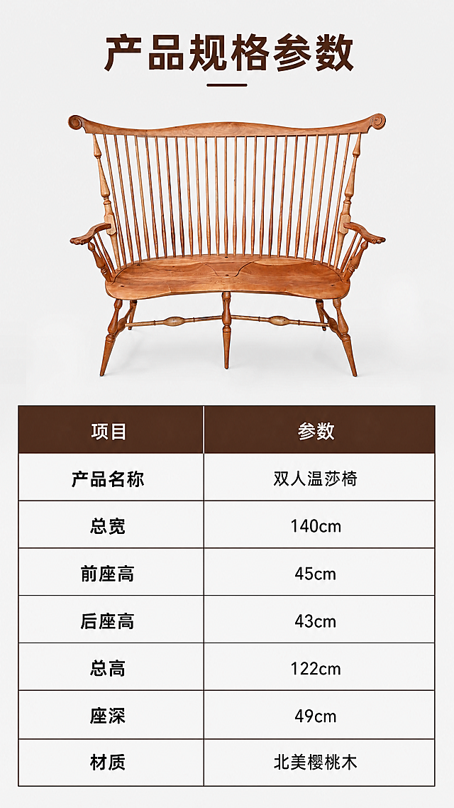 「图片1」，生成一套详情页，商品名称为双人椅，适配淘宝/天猫平台，单图比例为9:16，需求屏数为8张。  尺寸：总宽：140cm；前座高45cm；后座高；43cm；总高122cm，座深49cm「图片1」「图片1」「图片1」「图片1」「图片1」「图片1」「图片1」