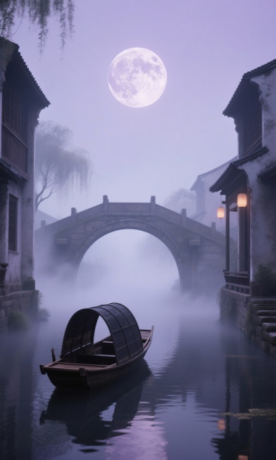 分析参考图，生成50张圆月的壁纸背景图。注意：每一张都是单独完整的图片，不要多张图拼接；每一张图中只能有一个月亮，不能有多个月亮同时存在。预览效果