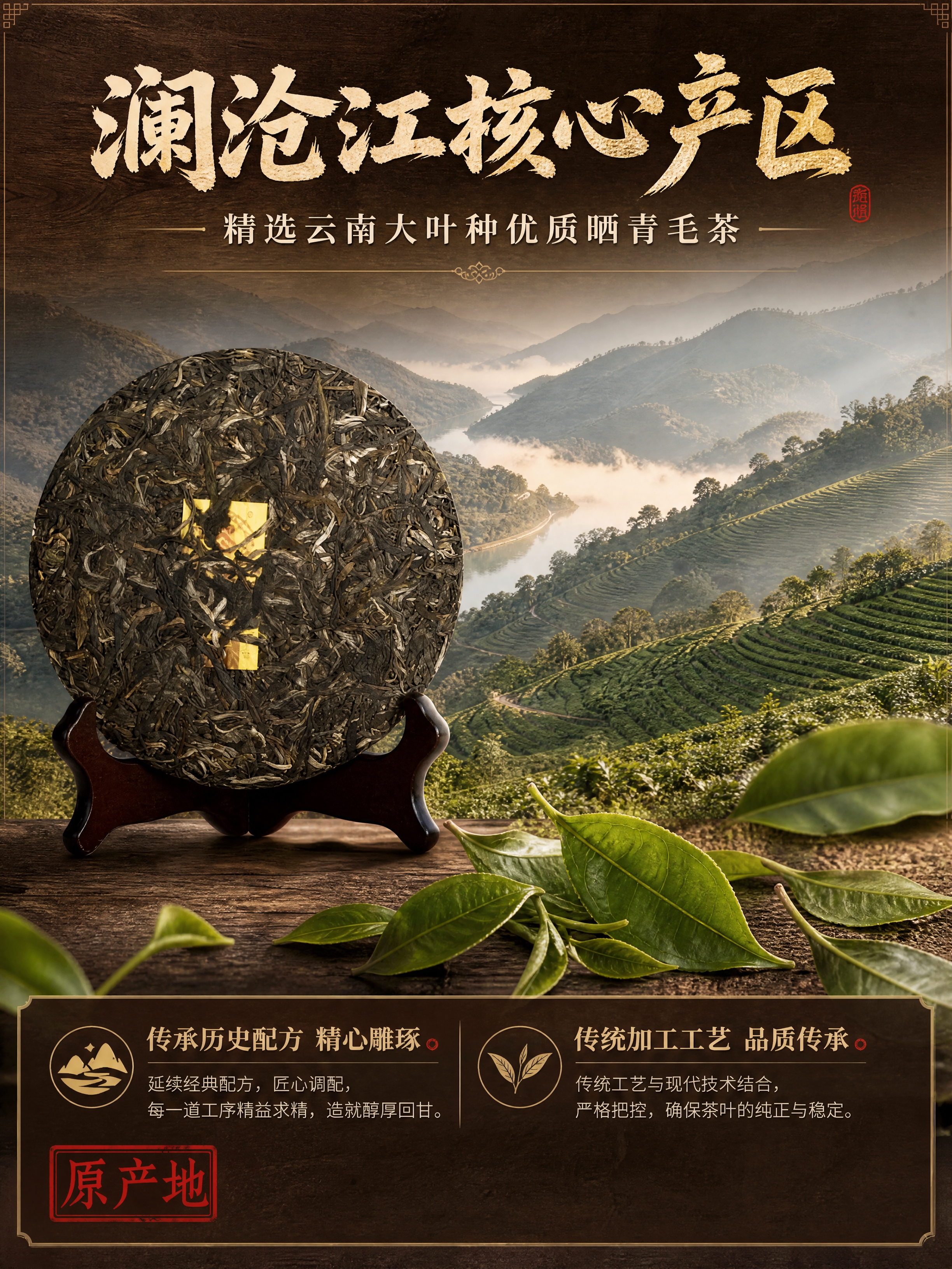[商品] 使用【图4】茶饼干茶背面图；保留茶饼圆形、干茶条索紧… - 图片创意预览