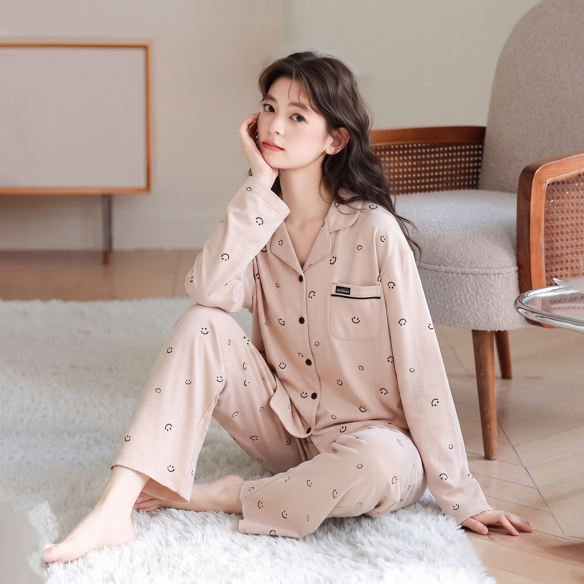 请将参考图 1 的【女士家居服套装】1:1 还原其款式、颜色、… - 图片创意预览