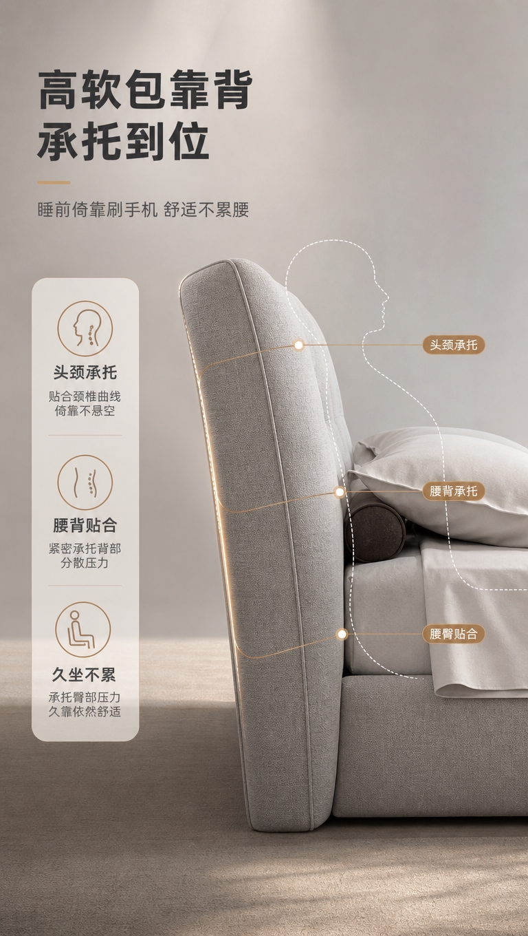 [商品] 使用【图1】意式简约布艺高靠背软包床；商品处理：保留… - 图片创意预览