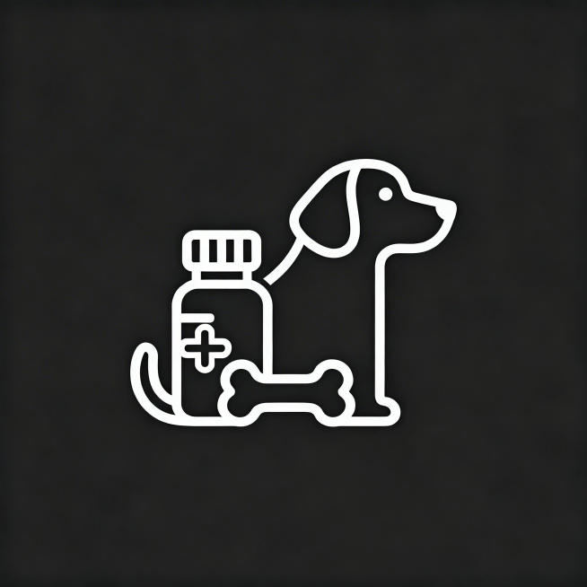 宠物主题logo设计，用纯线条勾勒造型，巧妙融合宠物元素与食品药品元素，简约干净，线条流畅，极简风格logo设计预览效果