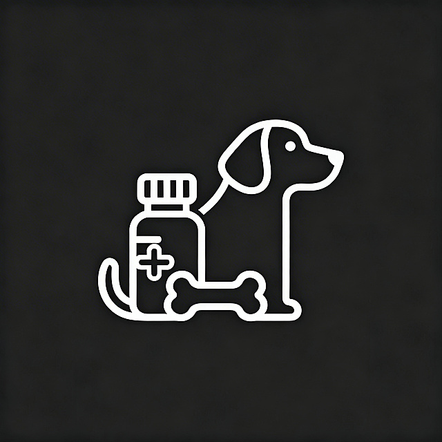 宠物主题logo设计，用纯线条勾勒造型，巧妙融合宠物元素与食品药品元素，简约干净，线条流畅，极简风格logo设计