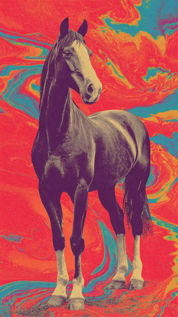 A well-built adult horse, with a clearly defined head, erect ears, bright and lively eyes, a long an预览效果