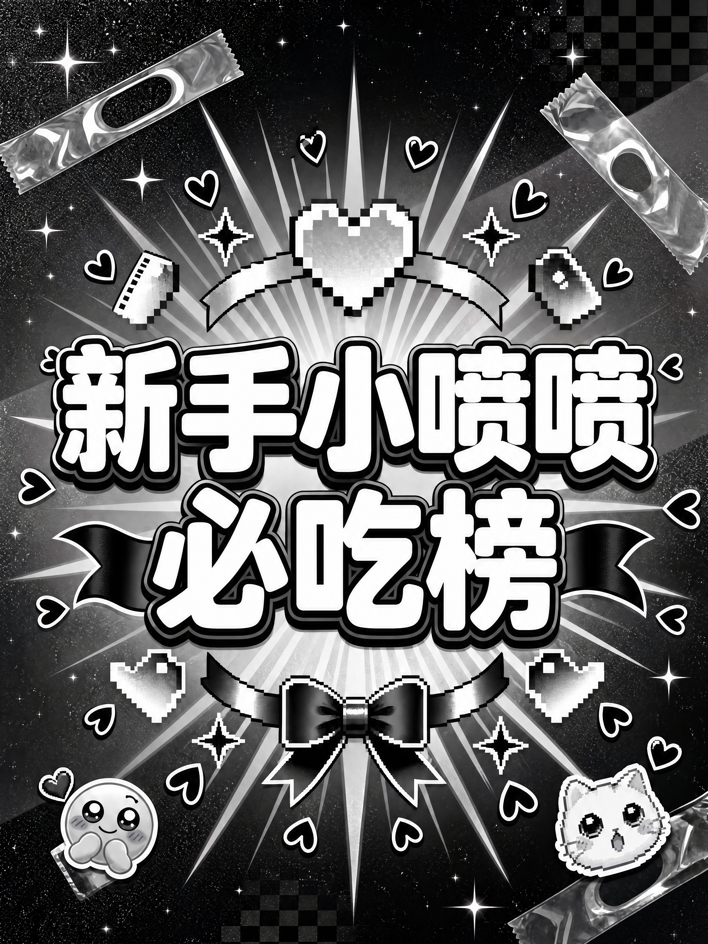 小红书笔记大字封面，插图大字，黑白甜酷辣妹风，版式精美，小红书… - 图片创意预览